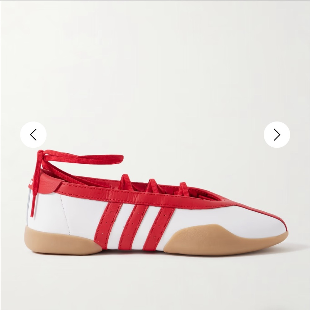 Red and White Lace-Up Ballet Sneaker - Unbranded